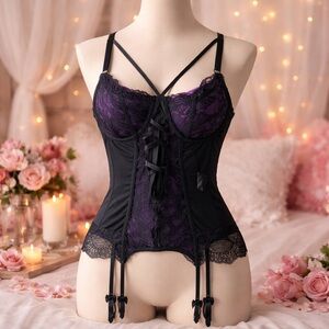AvioKove Lace Bustier Garter Top – Size S